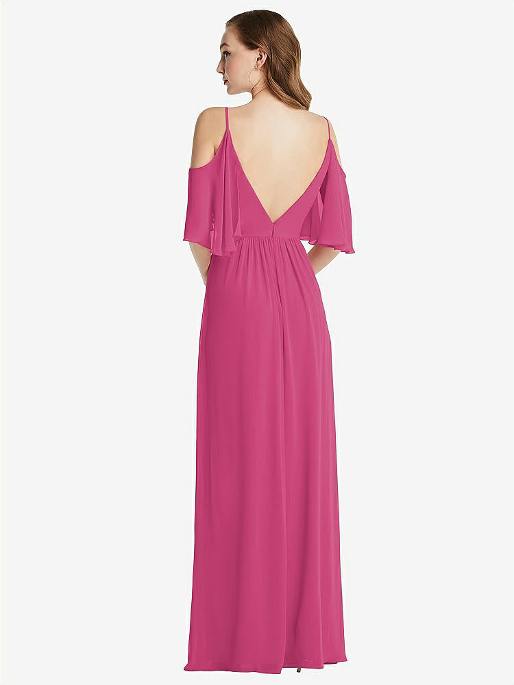 【STYLE: 1547】Convertible Cold-Shoulder Draped Wrap Maxi Dress【COLOR: Tea Rose】