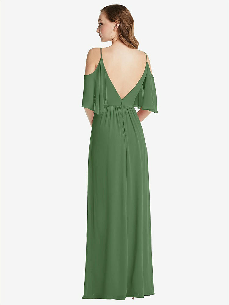 【STYLE: 1547】Convertible Cold-Shoulder Draped Wrap Maxi Dress【COLOR: Vineyard Green】
