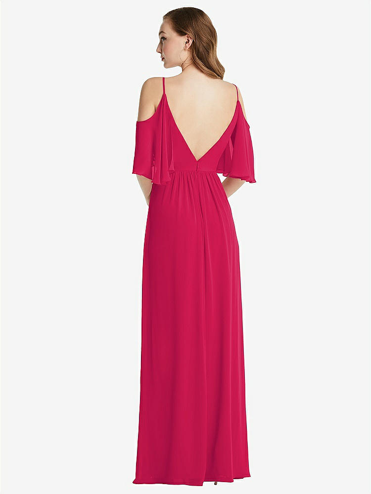 【STYLE: 1547】Convertible Cold-Shoulder Draped Wrap Maxi Dress【COLOR: Vivid Pink】