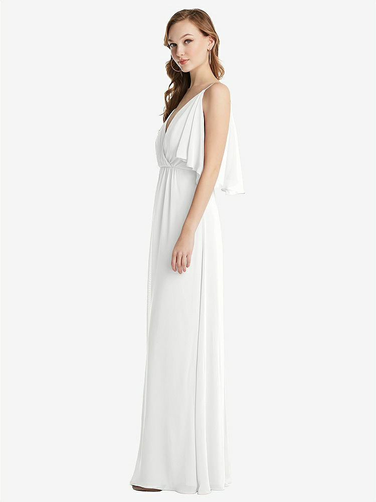 【STYLE: 1547】Convertible Cold-Shoulder Draped Wrap Maxi Dress【COLOR: White】