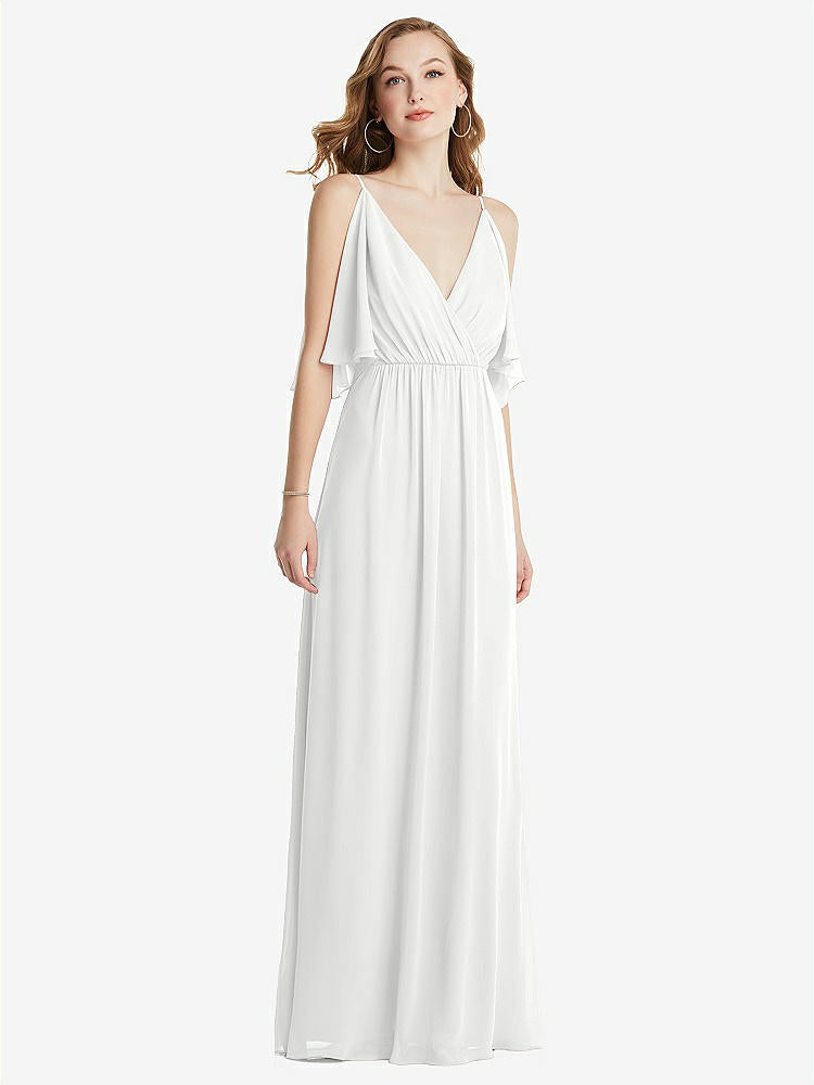 【STYLE: 1547】Convertible Cold-Shoulder Draped Wrap Maxi Dress【COLOR: White】