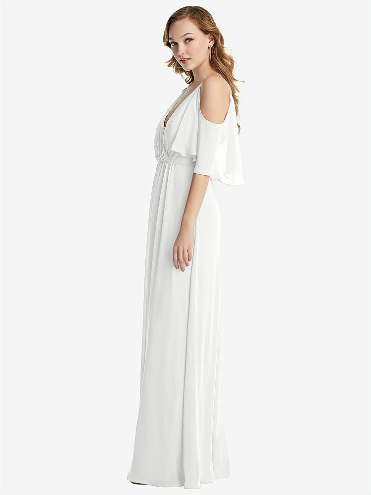 【STYLE: 1547】Convertible Cold-Shoulder Draped Wrap Maxi Dress【COLOR: White】