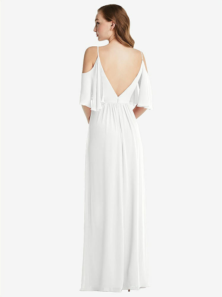 【STYLE: 1547】Convertible Cold-Shoulder Draped Wrap Maxi Dress【COLOR: White】