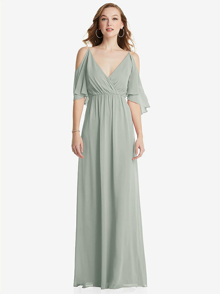 【STYLE: 1547】Convertible Cold-Shoulder Draped Wrap Maxi Dress【COLOR: Willow Green】