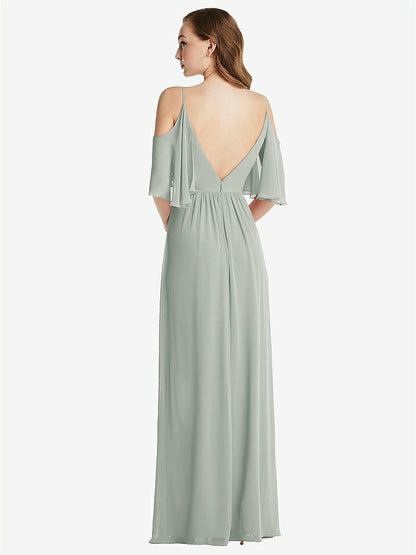 【STYLE: 1547】Convertible Cold-Shoulder Draped Wrap Maxi Dress【COLOR: Willow Green】