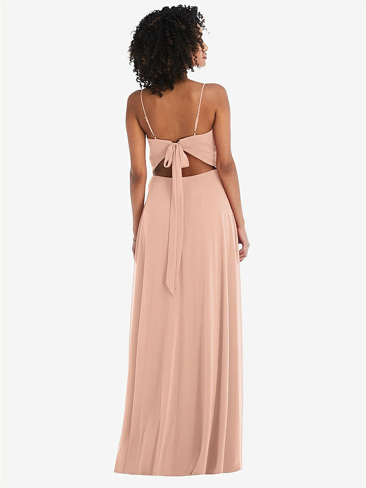 【NEW】【STYLE: 1548】ネクタイバック カットアウト マキシ ドレス 前面 スリット【COLOR: Pale Peach】【SIZE: 00-30W】