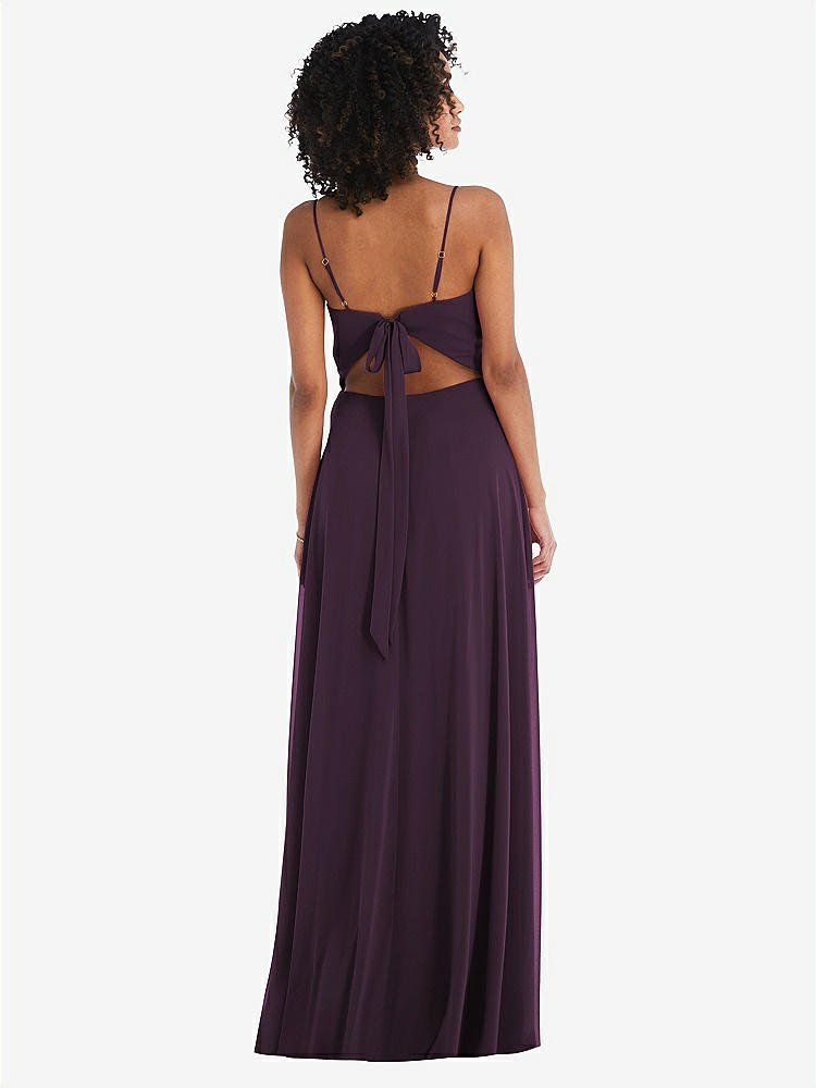 【NEW】【STYLE: 1548】ネクタイバック カットアウト マキシ ドレス 前面 スリット【COLOR: Aubergine】【SIZE: 00-30W】