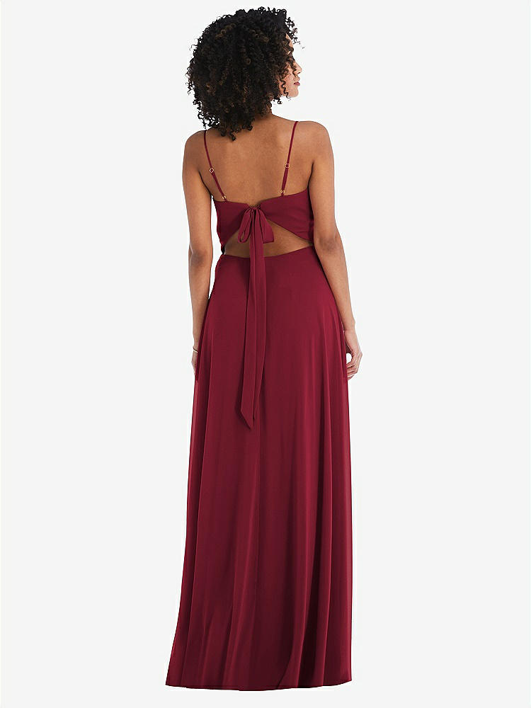 【NEW】【STYLE: 1548】ネクタイバック カットアウト マキシ ドレス 前面 スリット【COLOR: Burgundy】【SIZE: 00-30W】