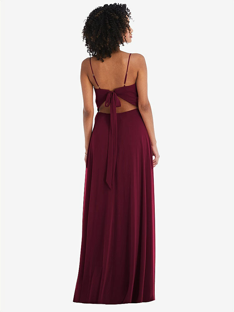 【NEW】【STYLE: 1548】ネクタイバック カットアウト マキシ ドレス 前面 スリット【COLOR: Cabernet】【SIZE: 00-30W】