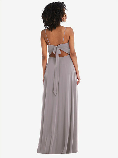 【NEW】【STYLE: 1548】ネクタイバック カットアウト マキシ ドレス 前面 スリット【COLOR: Cashmere Gray】【SIZE: 00-30W】