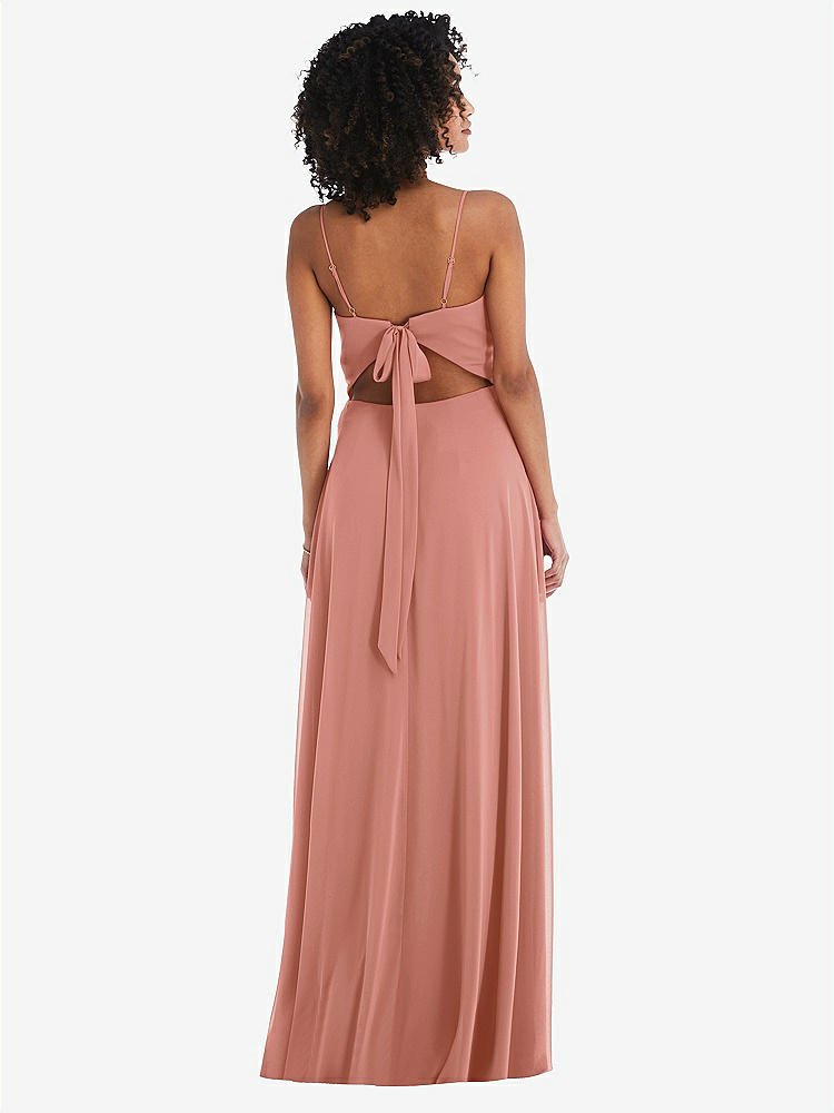 【NEW】【STYLE: 1548】ネクタイバック カットアウト マキシ ドレス 前面 スリット【COLOR: Desert Rose】【SIZE: 00-30W】