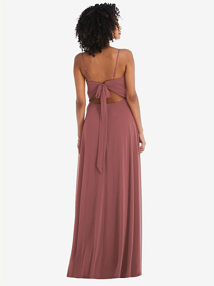 【NEW】【STYLE: 1548】ネクタイバック カットアウト マキシ ドレス 前面 スリット【COLOR: English Rose】【SIZE: 00-30W】