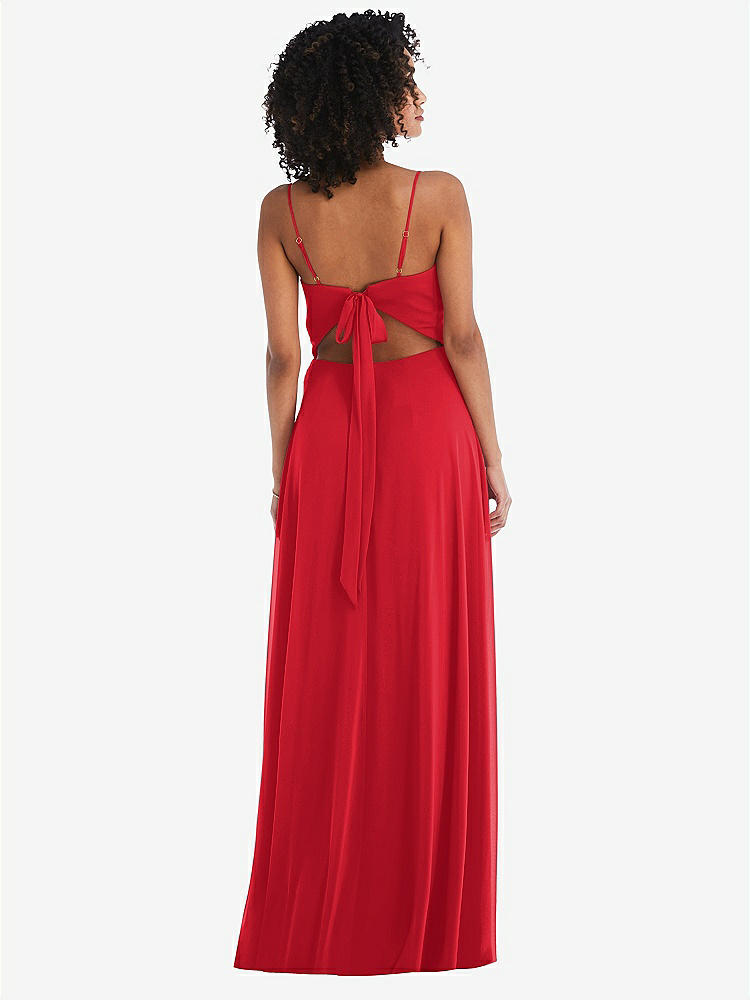 【NEW】【STYLE: 1548】ネクタイバック カットアウト マキシ ドレス 前面 スリット【COLOR: Parisian Red】【SIZE: 00-30W】