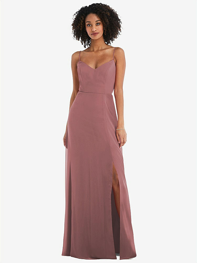 【STYLE: 1548】Tie-Back Cutout Maxi Dress with Front Slit【COLOR: Rosewood】
