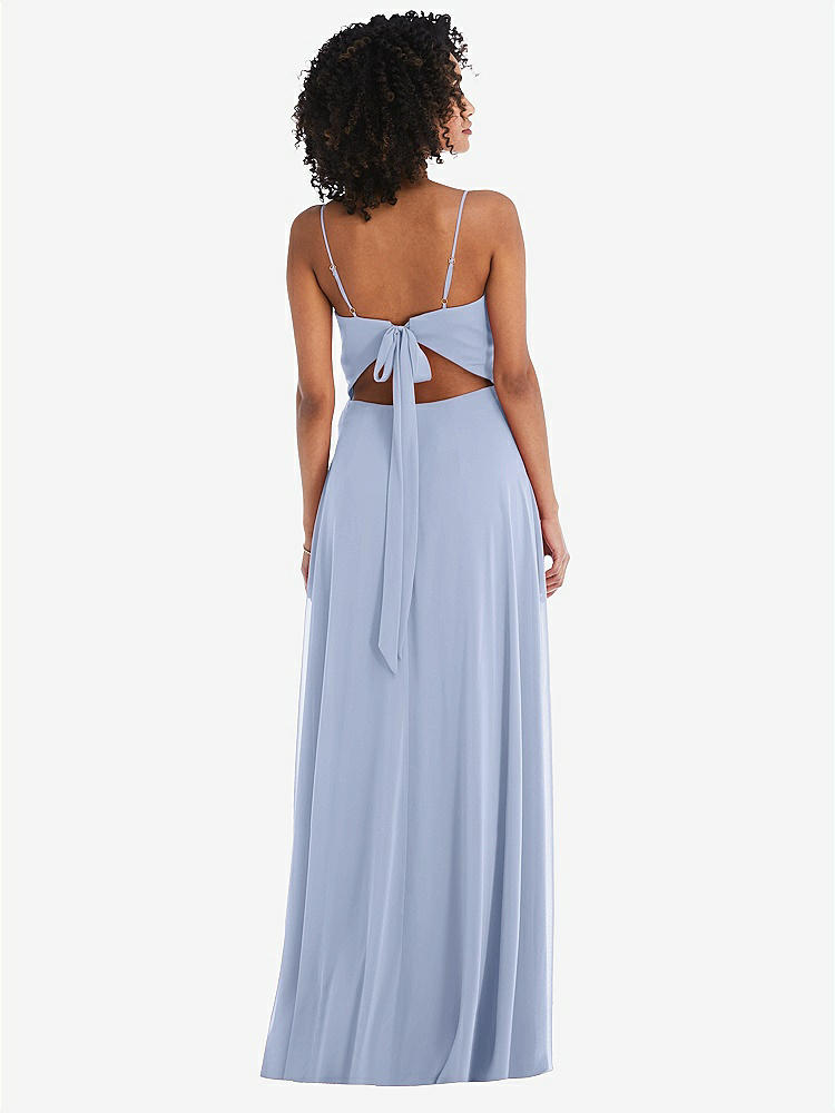 【NEW】【STYLE: 1548】ネクタイバック カットアウト マキシ ドレス 前面 スリット【COLOR: Sky Blue】【SIZE: 00-30W】