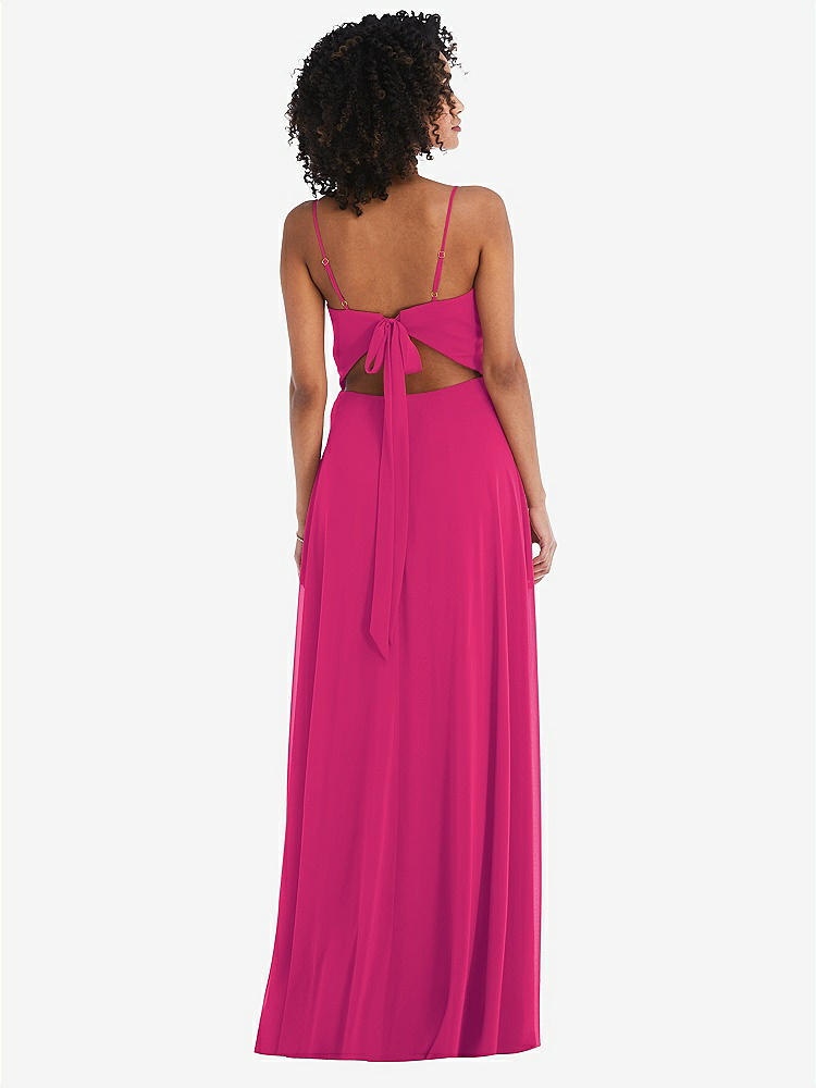 【NEW】【STYLE: 1548】ネクタイバック カットアウト マキシ ドレス 前面 スリット【COLOR: Think Pink】【SIZE: 00-30W】