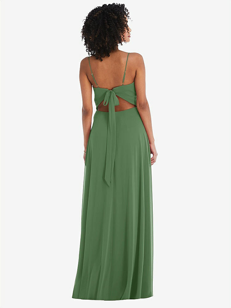 【NEW】【STYLE: 1548】ネクタイバック カットアウト マキシ ドレス 前面 スリット【COLOR: Vineyard Green】【SIZE: 00-30W】