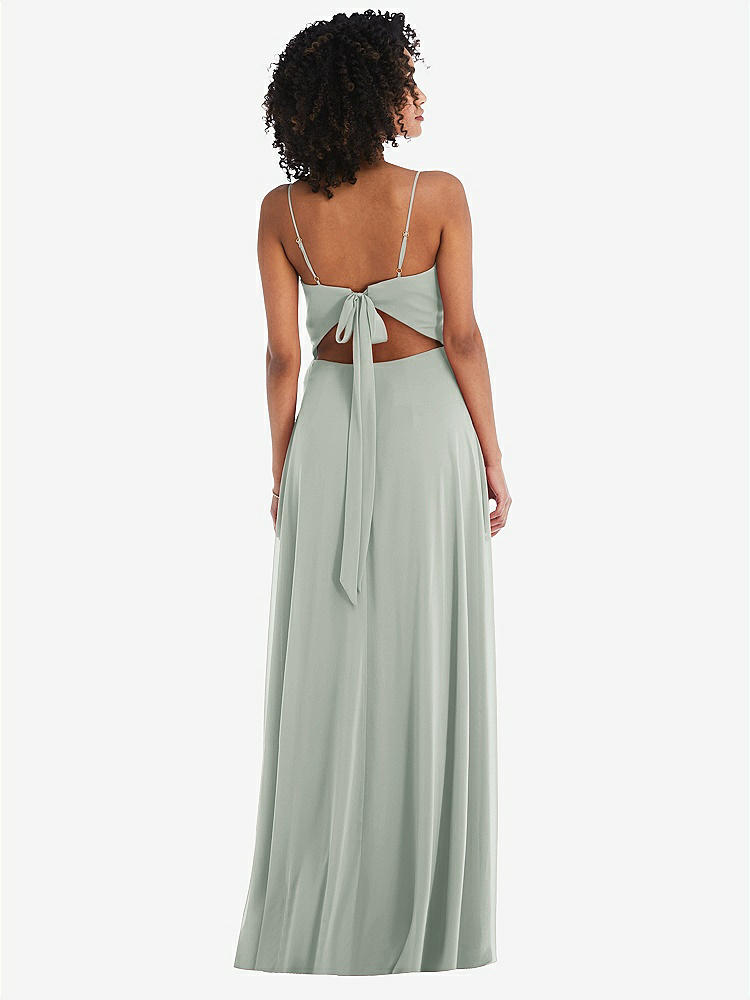 【NEW】【STYLE: 1548】ネクタイバック カットアウト マキシ ドレス 前面 スリット【COLOR: Willow Green】【SIZE: 00-30W】