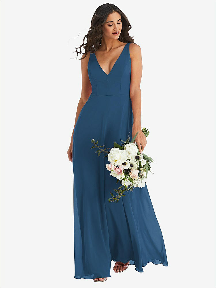 【NEW】【STYLE: 1549】ディープ Vネック シフォン マキシ ドレス【COLOR: Dusk Blue】【SIZE: 00-30W】