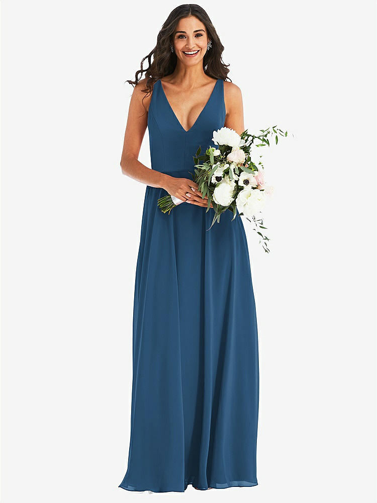 【NEW】【STYLE: 1549】ディープ Vネック シフォン マキシ ドレス【COLOR: Dusk Blue】【SIZE: 00-30W】