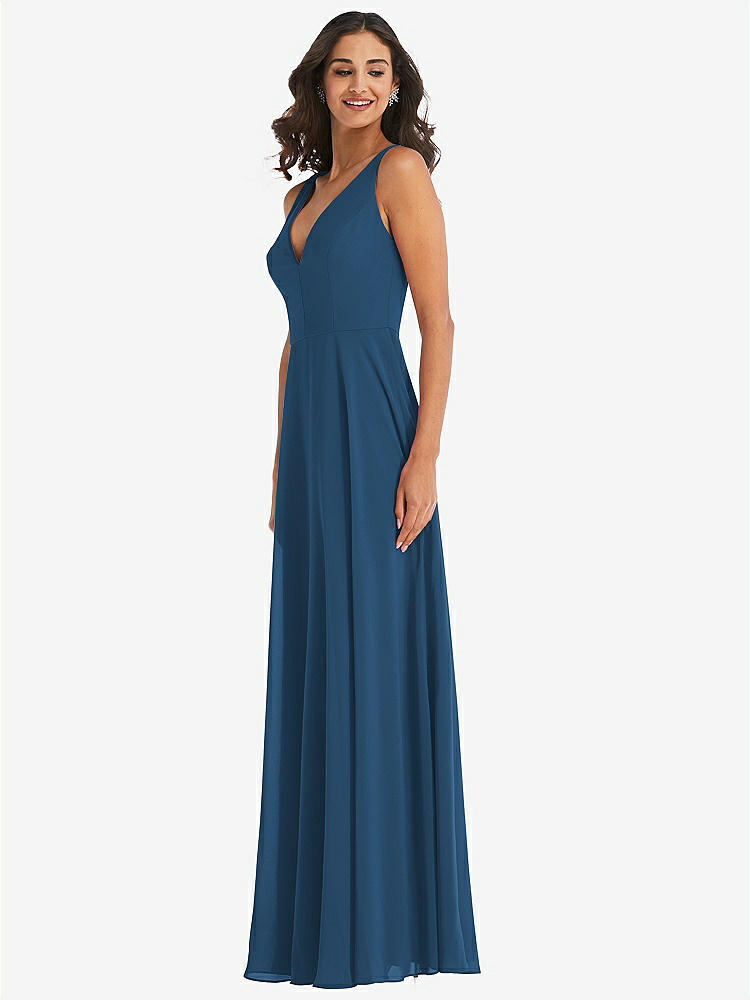 【NEW】【STYLE: 1549】ディープ Vネック シフォン マキシ ドレス【COLOR: Dusk Blue】【SIZE: 00-30W】