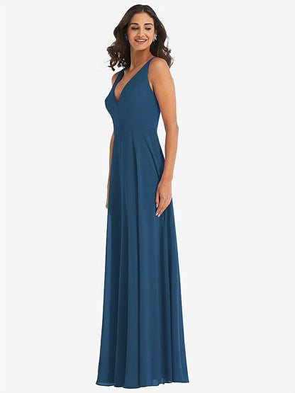 【NEW】【STYLE: 1549】ディープ Vネック シフォン マキシ ドレス【COLOR: Dusk Blue】【SIZE: 00-30W】