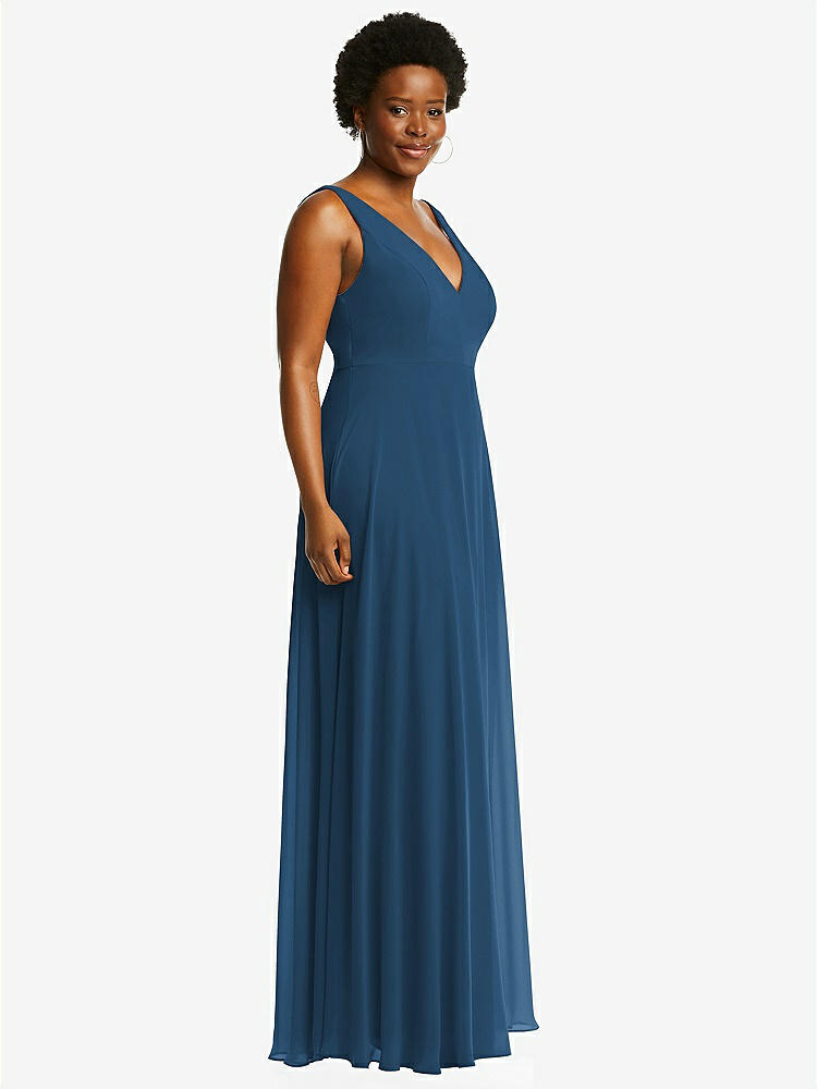 【NEW】【STYLE: 1549】ディープ Vネック シフォン マキシ ドレス【COLOR: Dusk Blue】【SIZE: 00-30W】