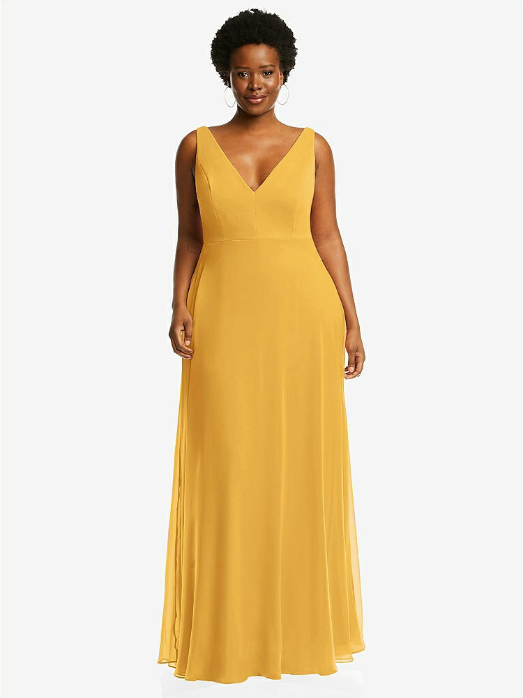 【NEW】【STYLE: 1549】ディープ Vネック シフォン マキシ ドレス【COLOR: NYC Yellow】【SIZE: 00-30W】