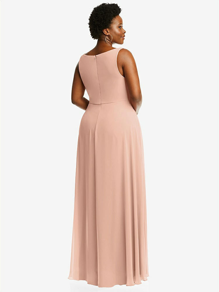 【NEW】【STYLE: 1549】ディープ Vネック シフォン マキシ ドレス【COLOR: Pale Peach】【SIZE: 00-30W】
