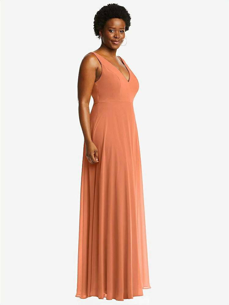 【NEW】【STYLE: 1549】ディープ Vネック シフォン マキシ ドレス【COLOR: Sweet Melon】【SIZE: 00-30W】