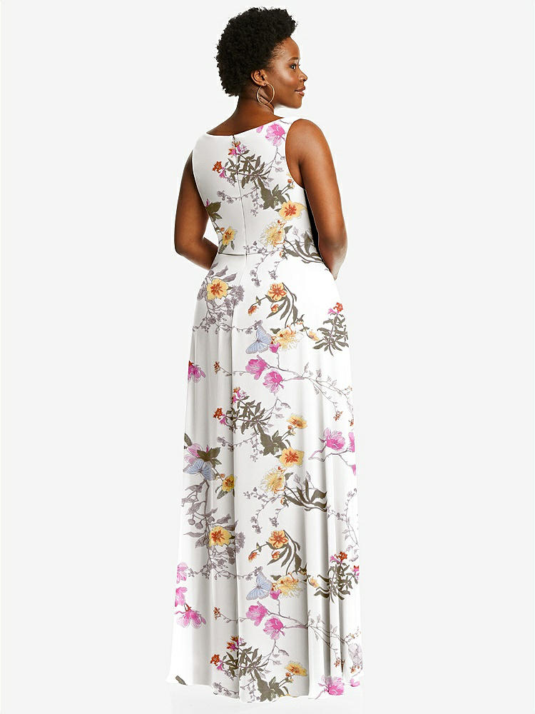 【NEW】【STYLE: 1549】ディープ Vネック シフォン マキシ ドレス【COLOR: Butterfly Botanica Ivory】【SIZE: 00-30W】