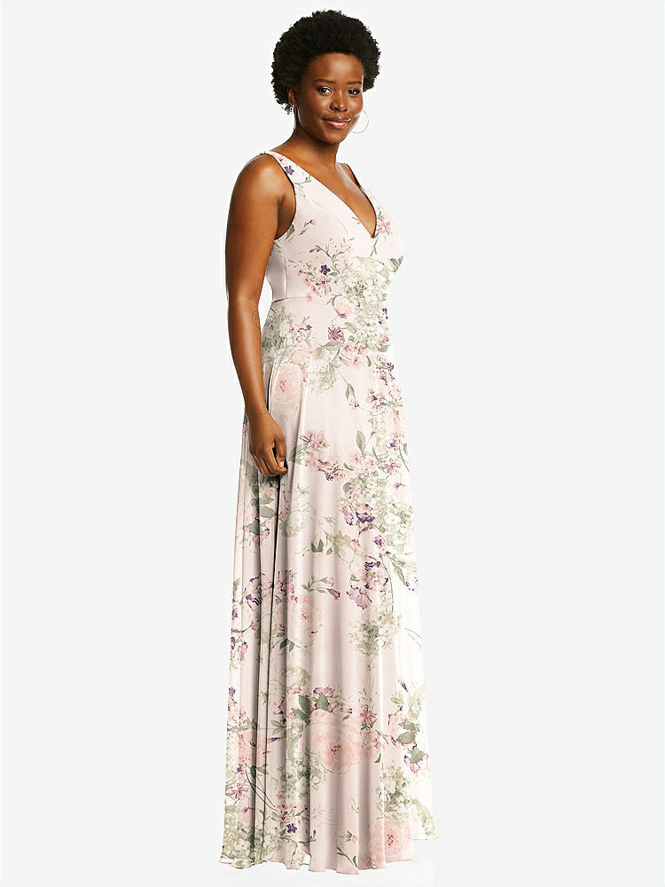 【NEW】【STYLE: 1549】ディープ Vネック シフォン マキシ ドレス【COLOR: Blush Garden】【SIZE: 00-30W】