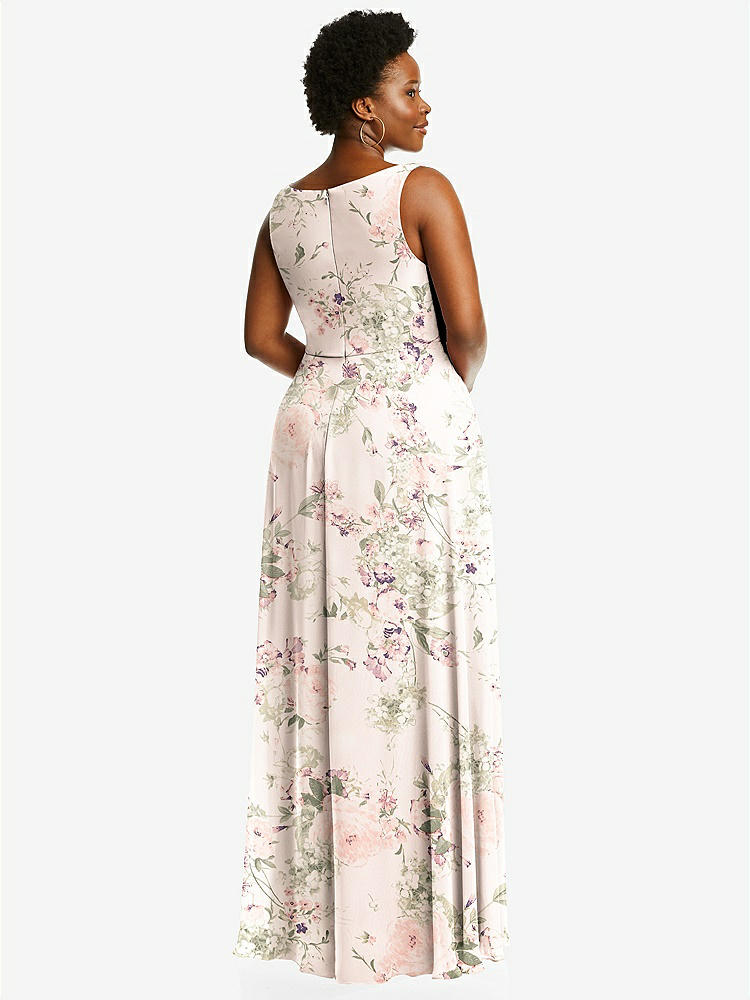 【NEW】【STYLE: 1549】ディープ Vネック シフォン マキシ ドレス【COLOR: Blush Garden】【SIZE: 00-30W】