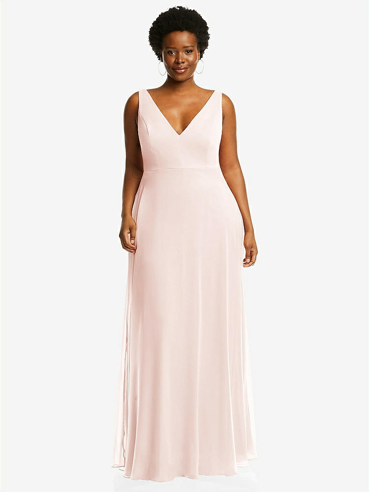 【NEW】【STYLE: 1549】ディープ Vネック シフォン マキシ ドレス【COLOR: Blush】【SIZE: 00-30W】