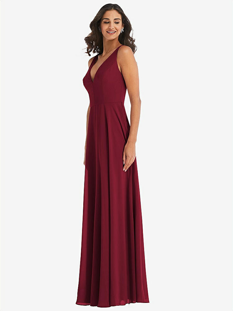 【NEW】【STYLE: 1549】ディープ Vネック シフォン マキシ ドレス【COLOR: Burgundy】【SIZE: 00-30W】