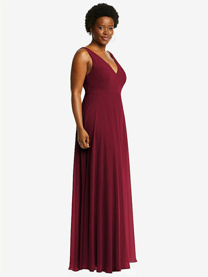 【NEW】【STYLE: 1549】ディープ Vネック シフォン マキシ ドレス【COLOR: Burgundy】【SIZE: 00-30W】
