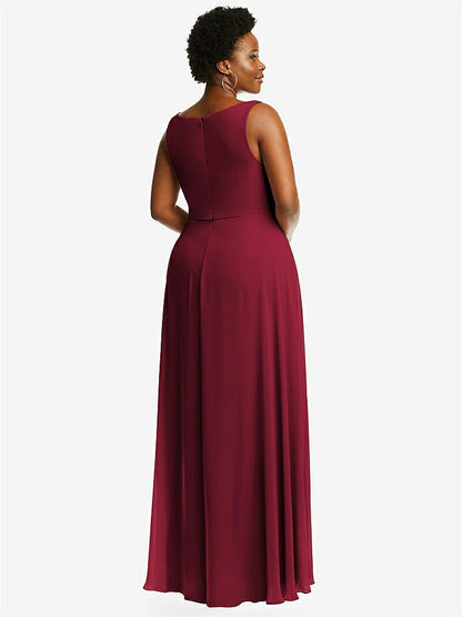 【NEW】【STYLE: 1549】ディープ Vネック シフォン マキシ ドレス【COLOR: Burgundy】【SIZE: 00-30W】