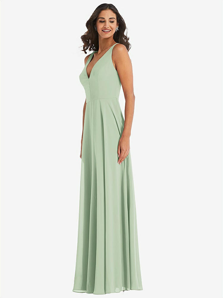 【NEW】【STYLE: 1549】ディープ Vネック シフォン マキシ ドレス【COLOR: Celadon】【SIZE: 00-30W】