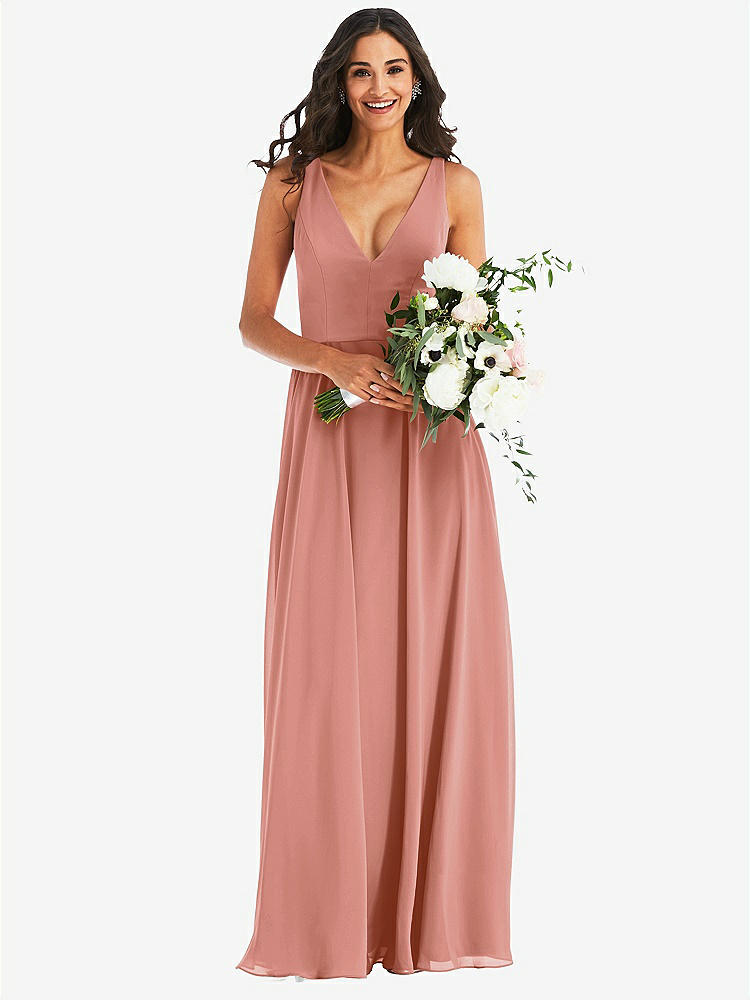 【NEW】【STYLE: 1549】ディープ Vネック シフォン マキシ ドレス【COLOR: Desert Rose】【SIZE: 00-30W】