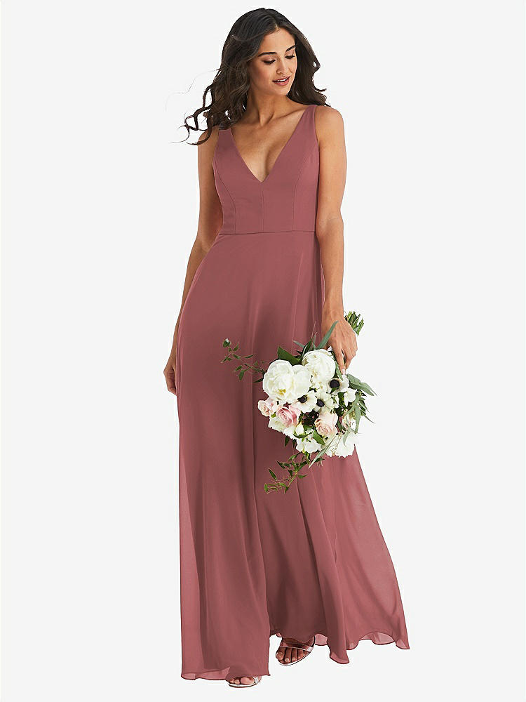 【NEW】【STYLE: 1549】ディープ Vネック シフォン マキシ ドレス【COLOR: English Rose】【SIZE: 00-30W】