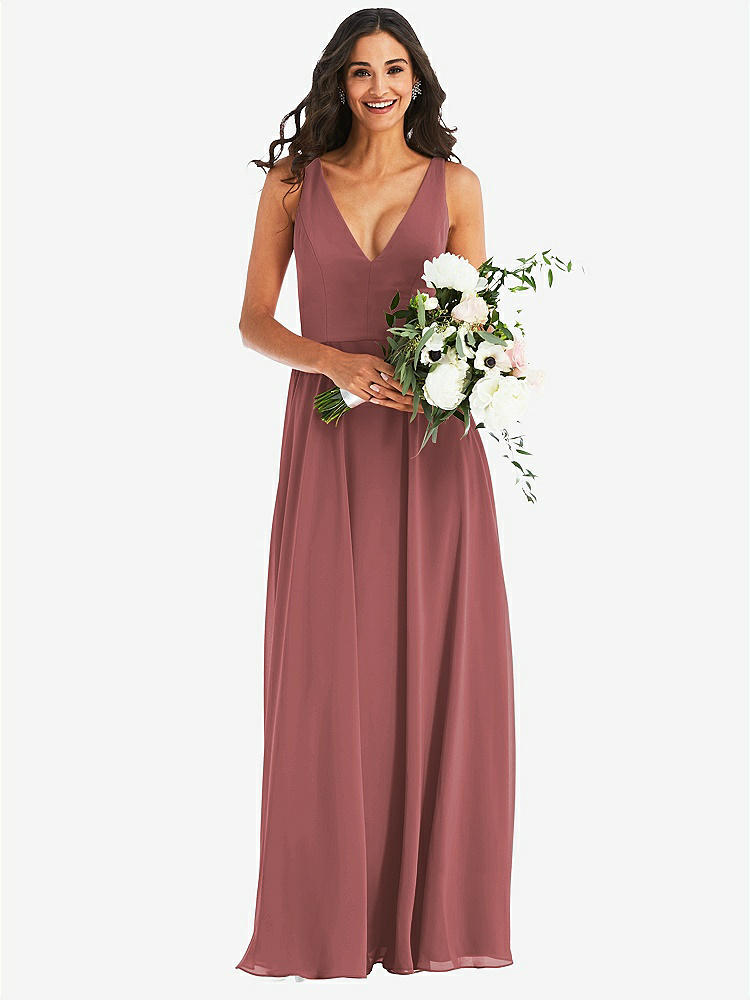 【NEW】【STYLE: 1549】ディープ Vネック シフォン マキシ ドレス【COLOR: English Rose】【SIZE: 00-30W】