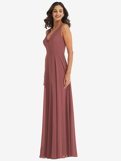 【NEW】【STYLE: 1549】ディープ Vネック シフォン マキシ ドレス【COLOR: English Rose】【SIZE: 00-30W】