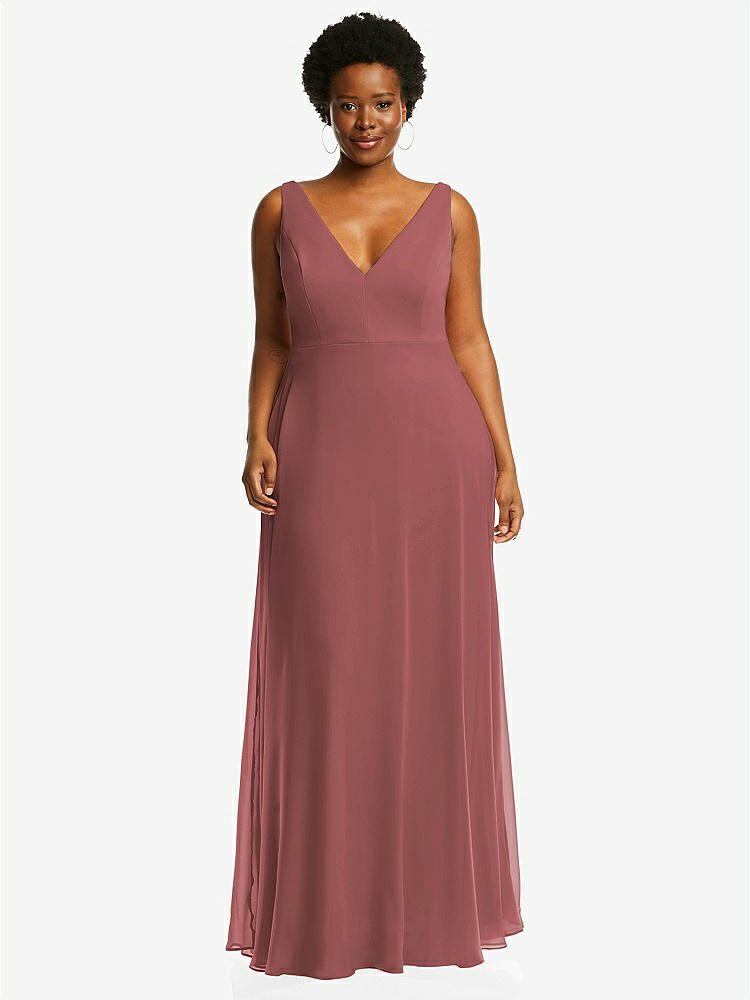 【NEW】【STYLE: 1549】ディープ Vネック シフォン マキシ ドレス【COLOR: English Rose】【SIZE: 00-30W】