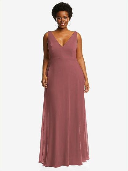 【NEW】【STYLE: 1549】ディープ Vネック シフォン マキシ ドレス【COLOR: English Rose】【SIZE: 00-30W】