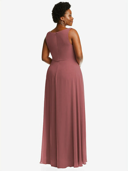 【NEW】【STYLE: 1549】ディープ Vネック シフォン マキシ ドレス【COLOR: English Rose】【SIZE: 00-30W】