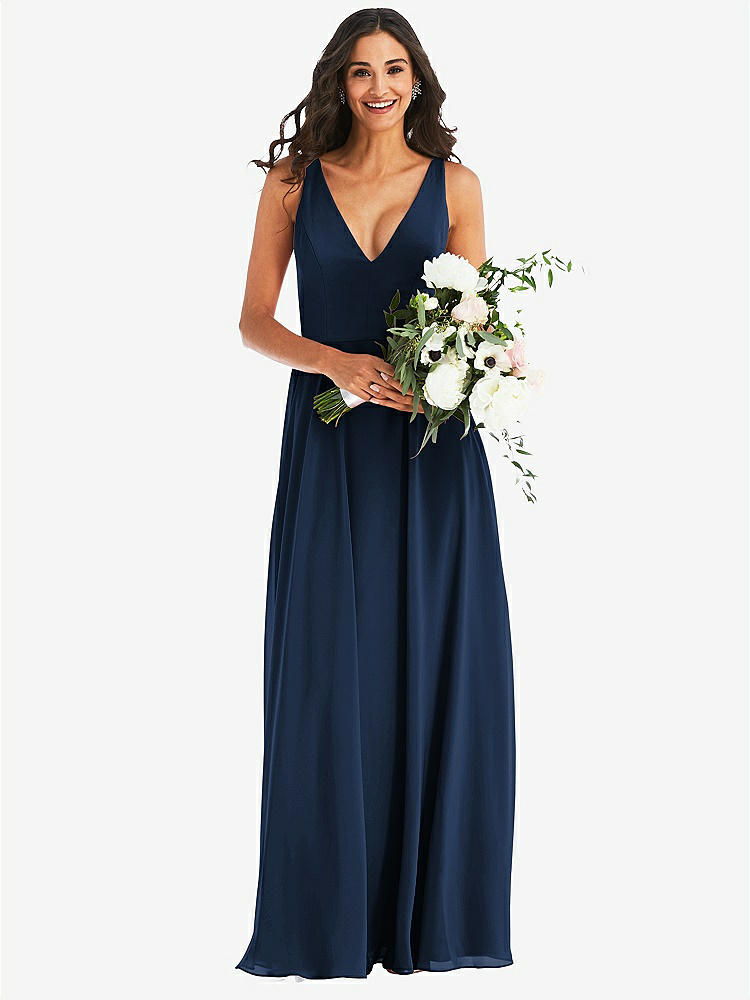 【NEW】【STYLE: 1549】ディープ Vネック シフォン マキシ ドレス【COLOR: Midnight Navy】【SIZE: 00-30W】