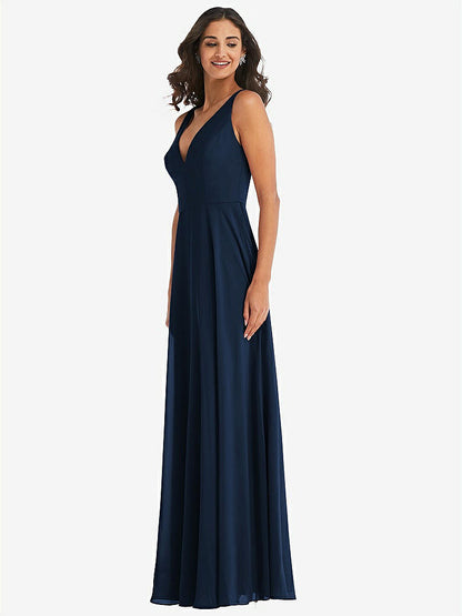 【NEW】【STYLE: 1549】ディープ Vネック シフォン マキシ ドレス【COLOR: Midnight Navy】【SIZE: 00-30W】