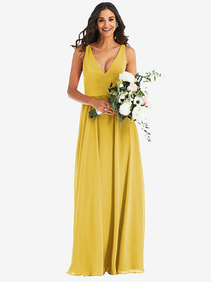 【NEW】【STYLE: 1549】ディープ Vネック シフォン マキシ ドレス【COLOR: Marigold】【SIZE: 00-30W】