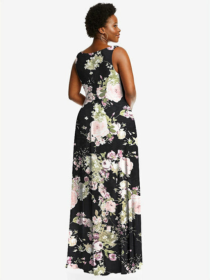 【NEW】【STYLE: 1549】ディープ Vネック シフォン マキシ ドレス【COLOR: Noir Garden】【SIZE: 00-30W】