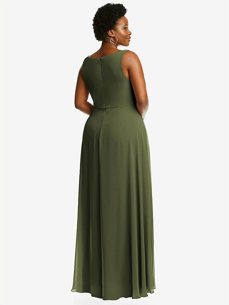 【NEW】【STYLE: 1549】ディープ Vネック シフォン マキシ ドレス【COLOR: Olive Green】【SIZE: 00-30W】